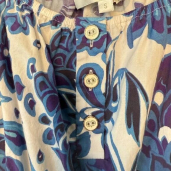 CAROLINE CONSTAS BARDOT MIDI DRESS BLUE GARDEN TOILE SIZE POCKETS SIZE S - Picture 6 of 8